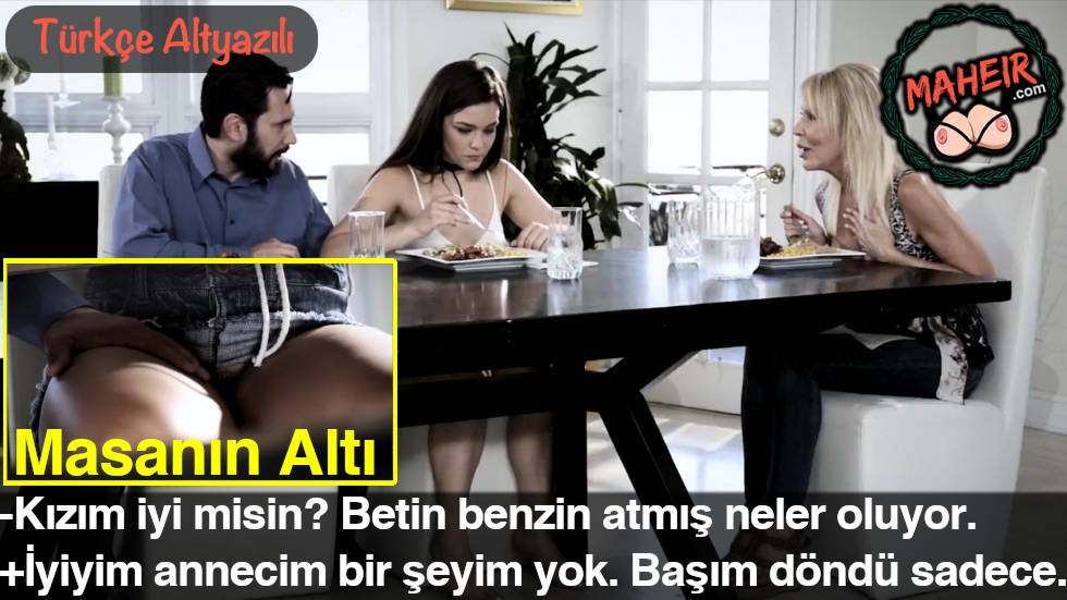 Sapık Baba Masasının Altından Kızının Bacak Arasını Okşuyor